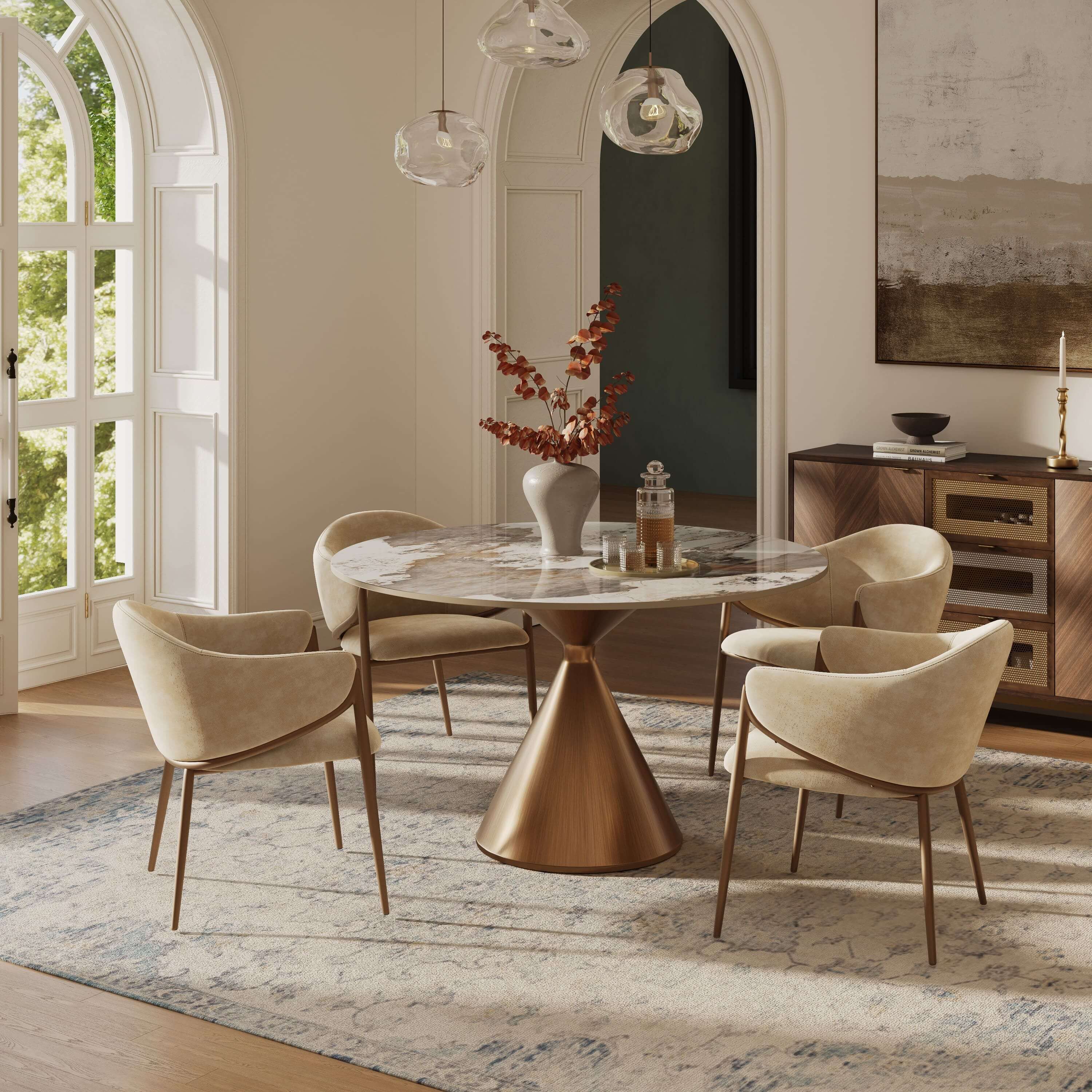 Two-piece Pandora Glossy Sintered Stone Dining Tables