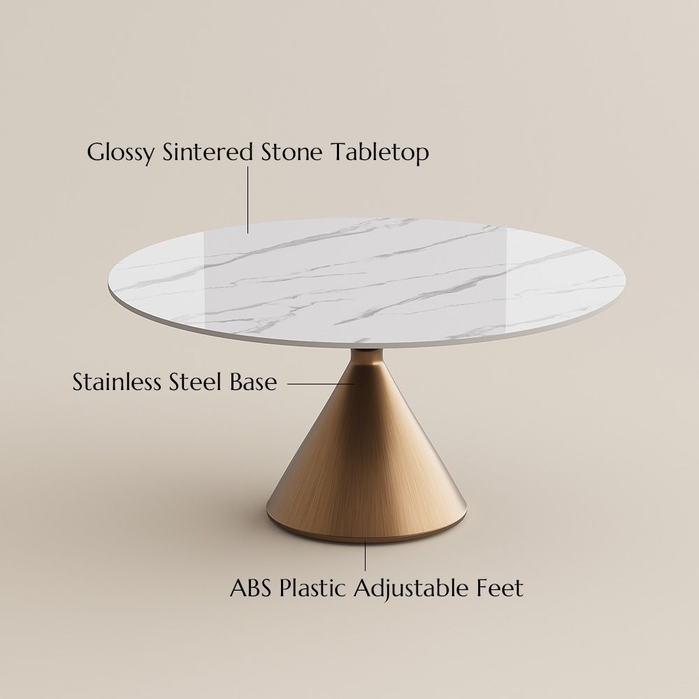 New White Glossy Sintered Stone Dining Tables