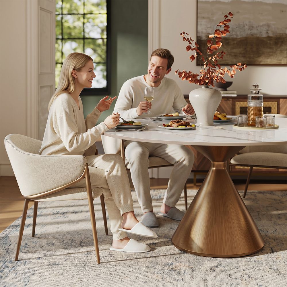 Pet Friendly White Glossy Sintered Stone Dining Tables