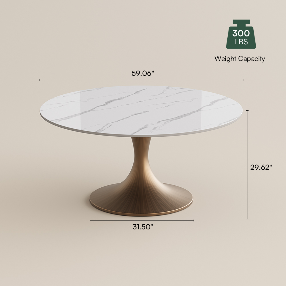 New White Glossy Sintered Stone Dining Tables