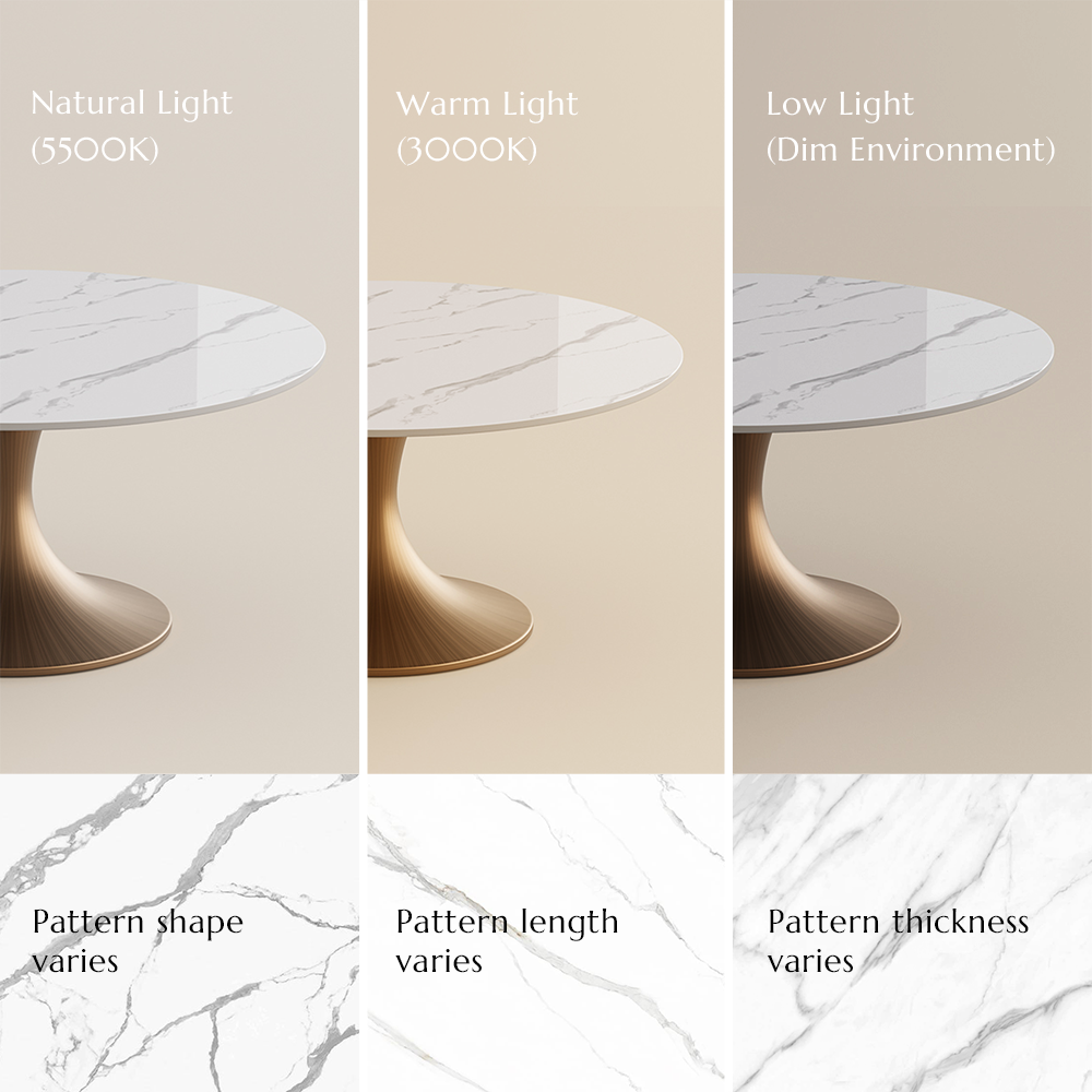 Partial Assembly Required White Glossy Sintered Stone Dining Tables