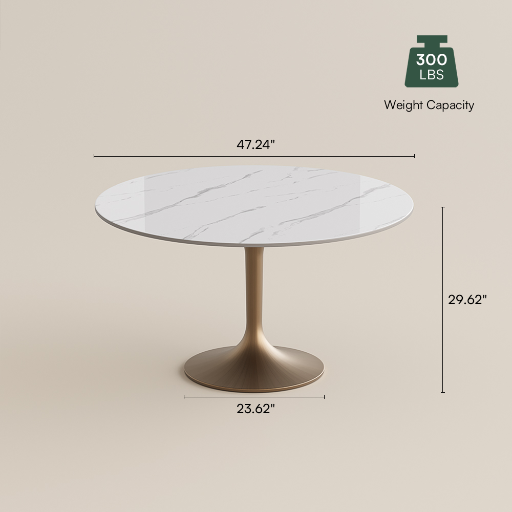 White White Glossy Sintered Stone Dining Tables