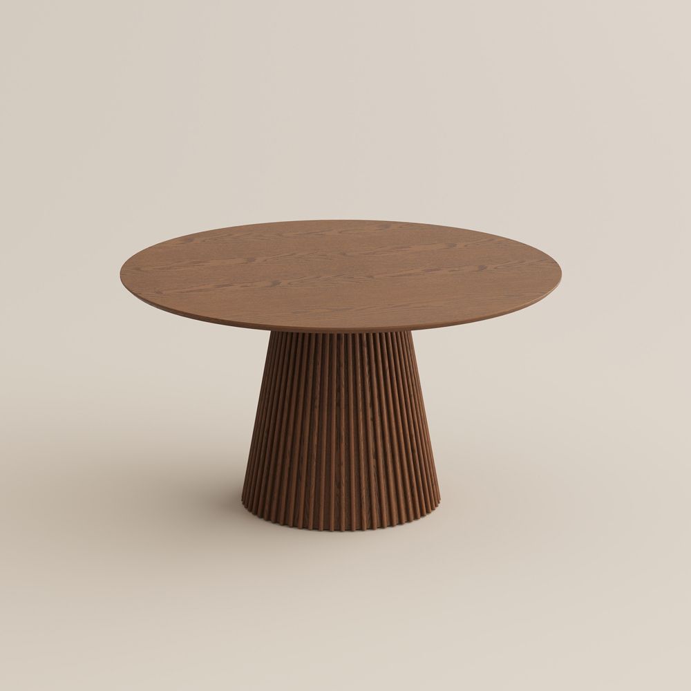 Pedestal Walnut Color Plywood Dining Tables