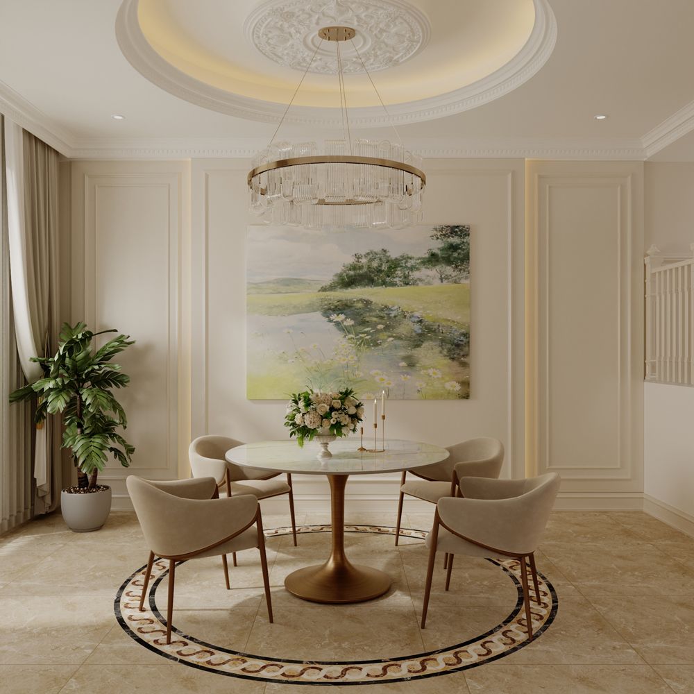 Seats 4 White Glossy Sintered Stone Dining Tables