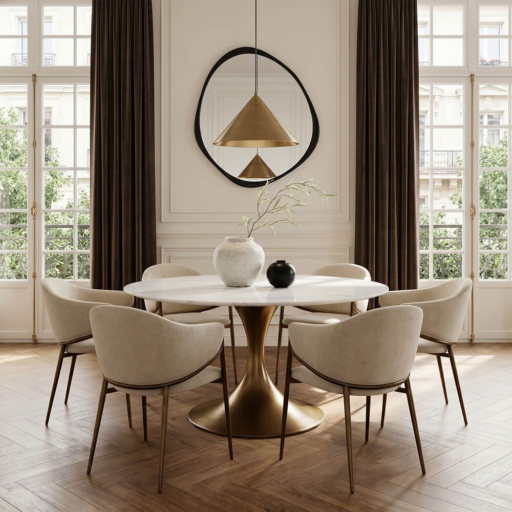 Small Space White Glossy Sintered Stone Dining Tables