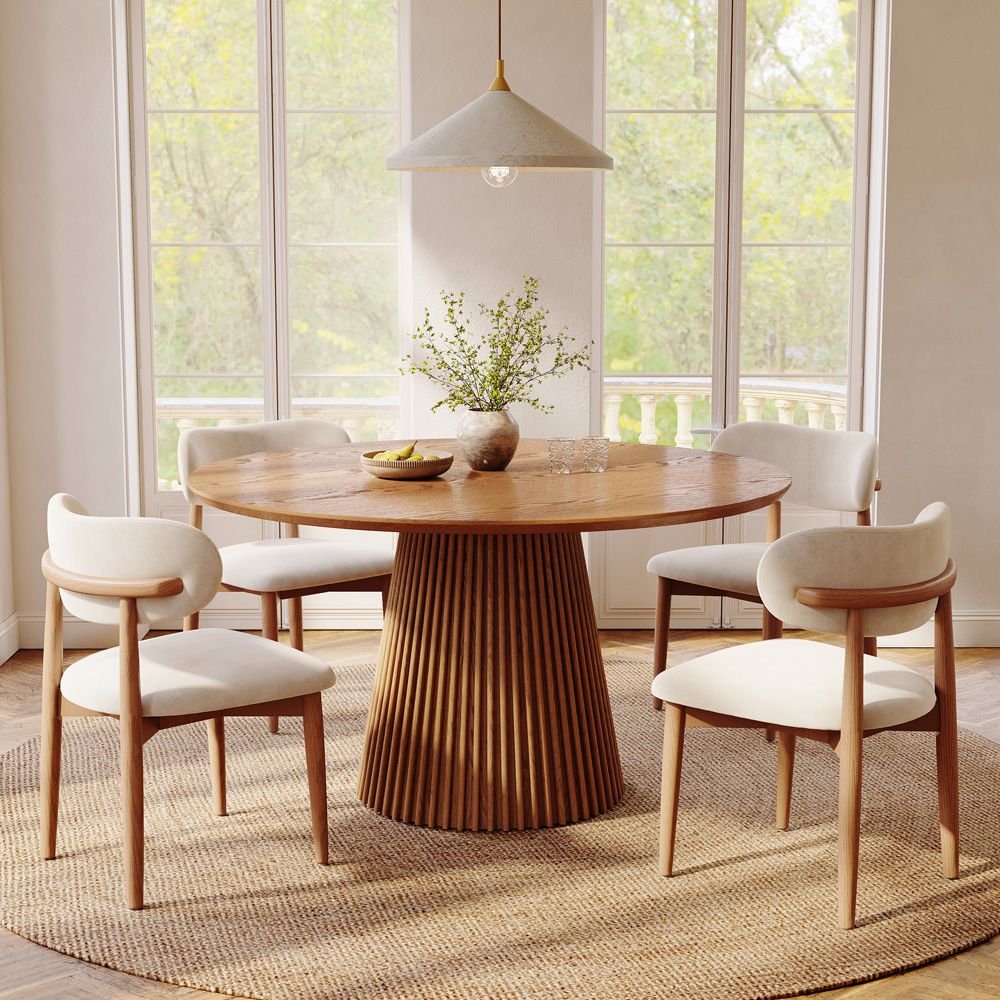 Seats 6 Walnut Color Plywood Dining Tables