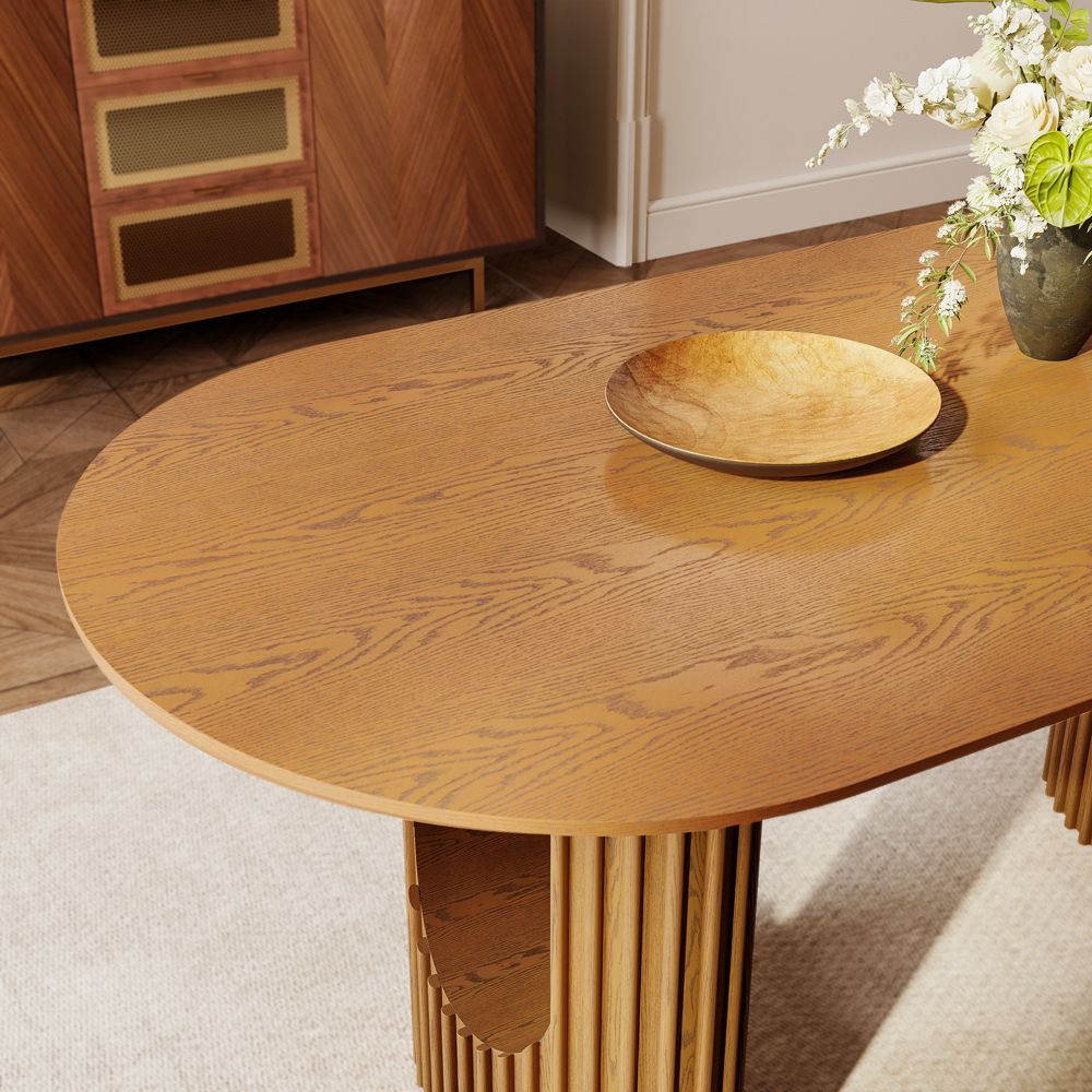 U-Shape Walnut Color Dining Tables