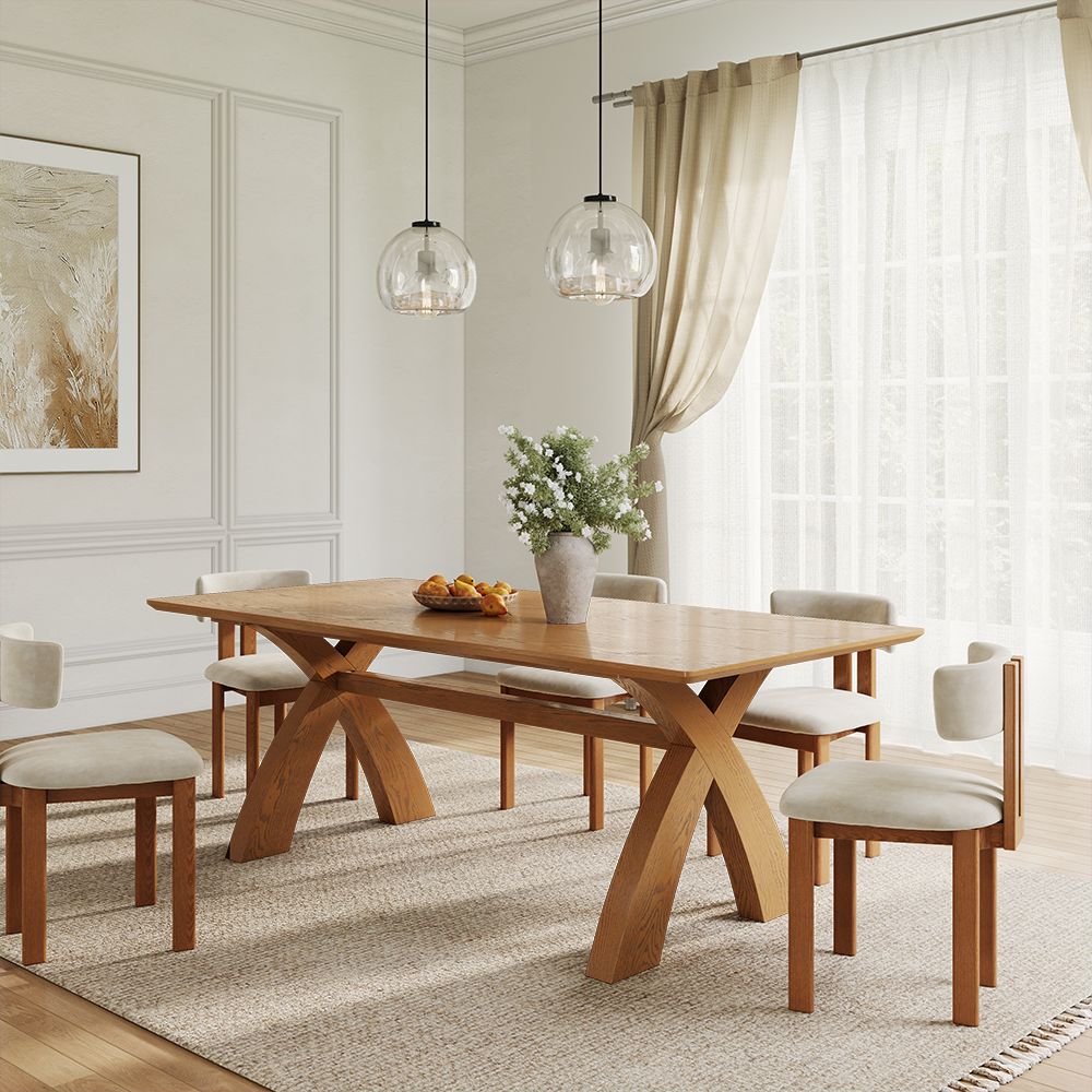 MDF Walnut Color Engineered Wood Dining Tables