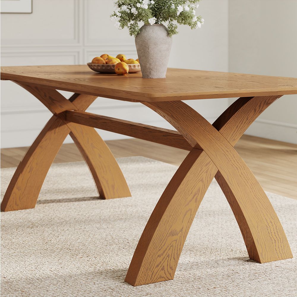X-Shape Walnut Color Engineered Wood Dining Tables