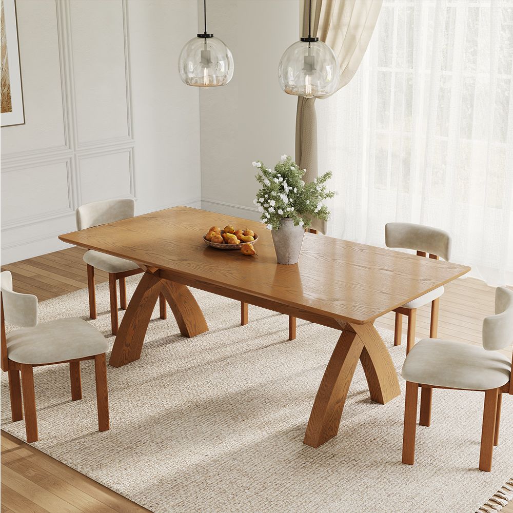Wood Walnut Color Engineered Wood Dining Tables