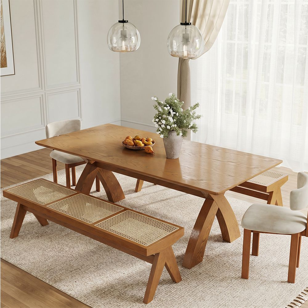 Wood Walnut Color Engineered Wood Dining Tables