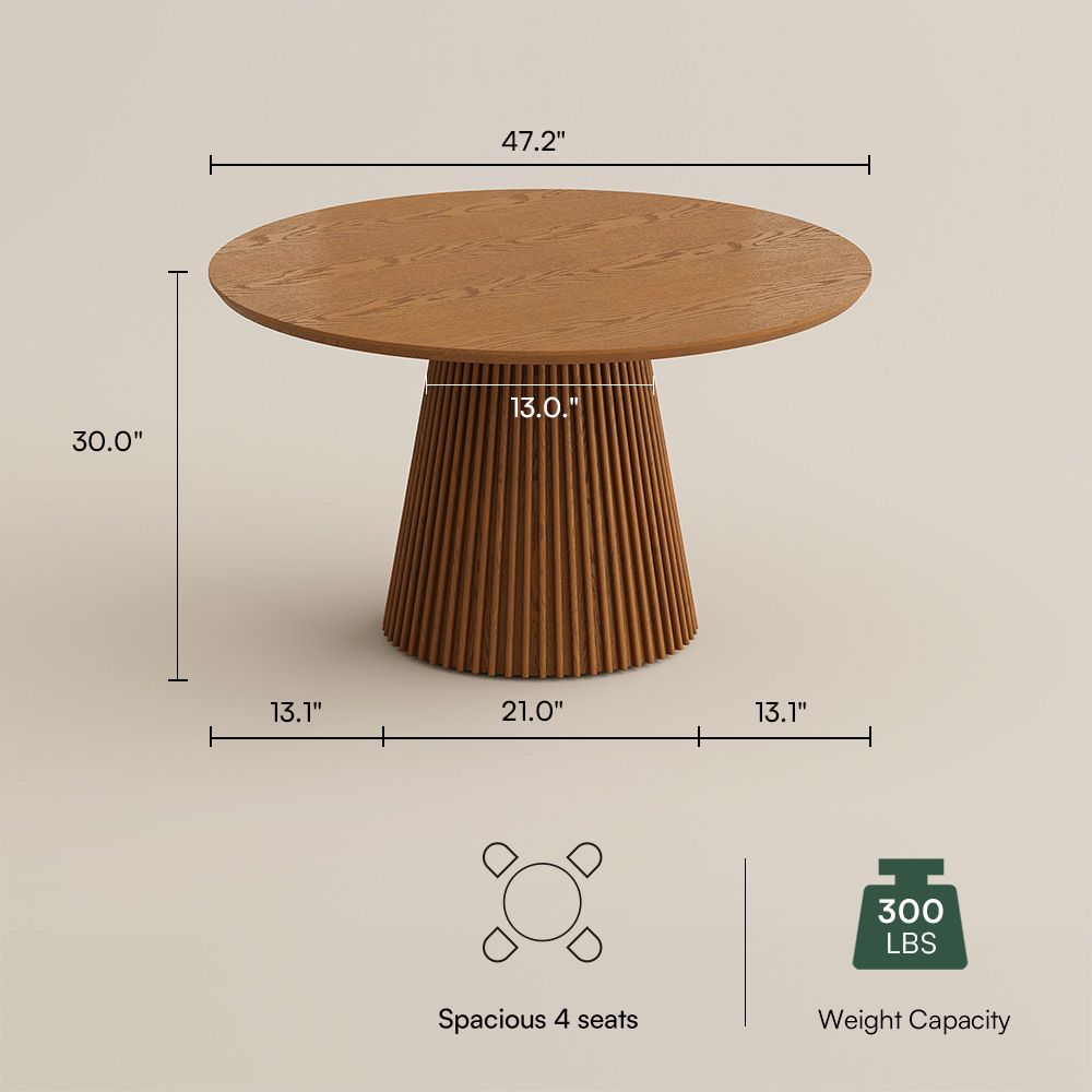 Seats 6 Walnut Color Plywood Dining Room Set