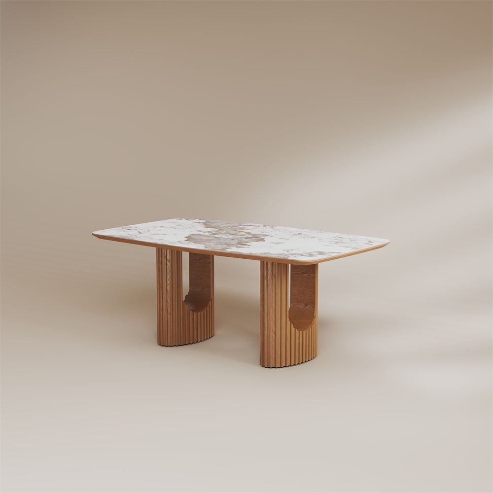 Solid Wood Pandora Glossy Sintered Stone Dining Tables