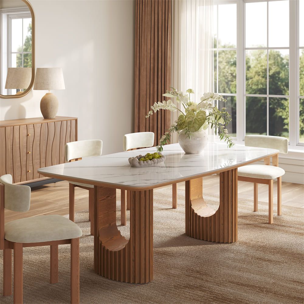 Living Room White Glossy Sintered Stone Dining Tables