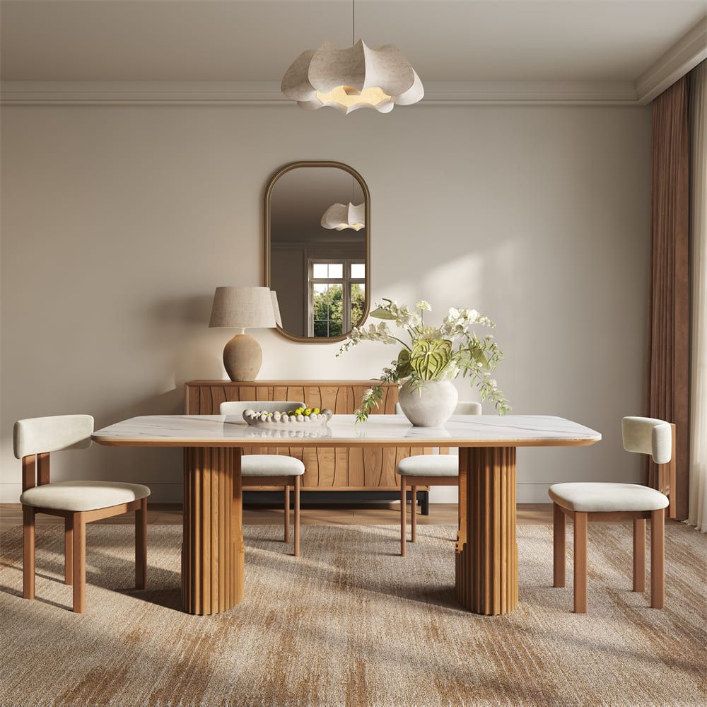 White White Glossy Sintered Stone Dining Tables