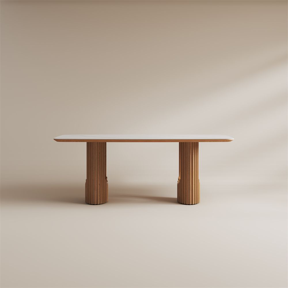 Living Room White Glossy Sintered Stone Dining Tables