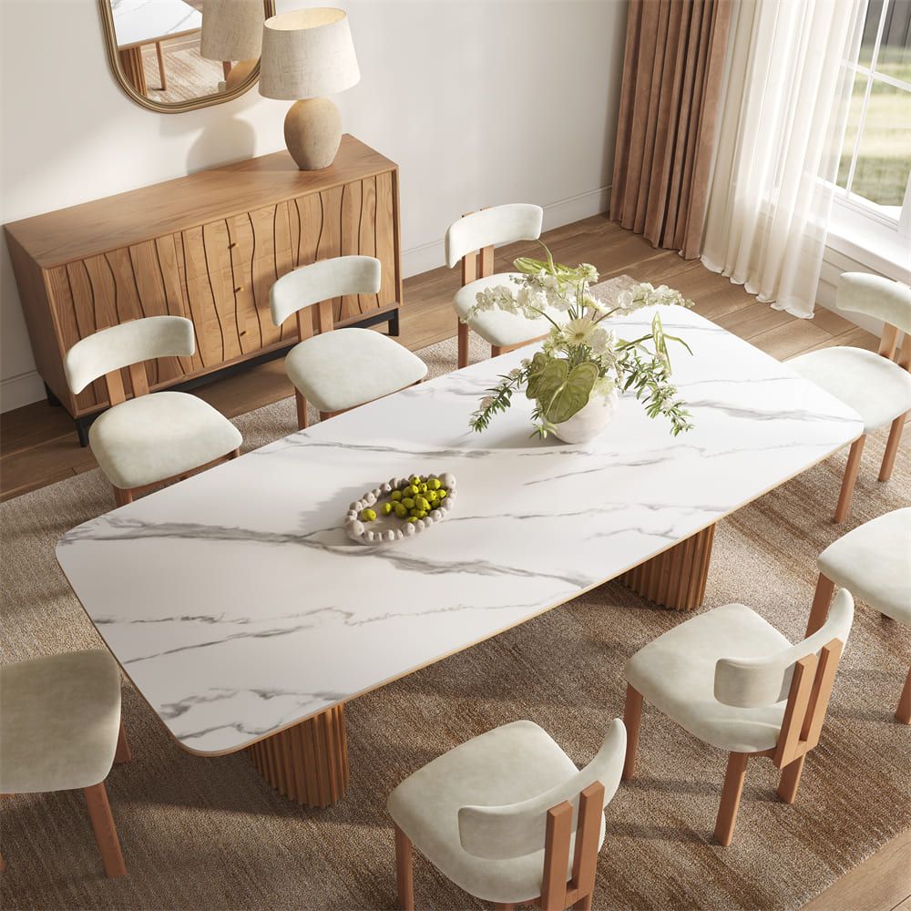 Walnut White Glossy Sintered Stone Dining Tables