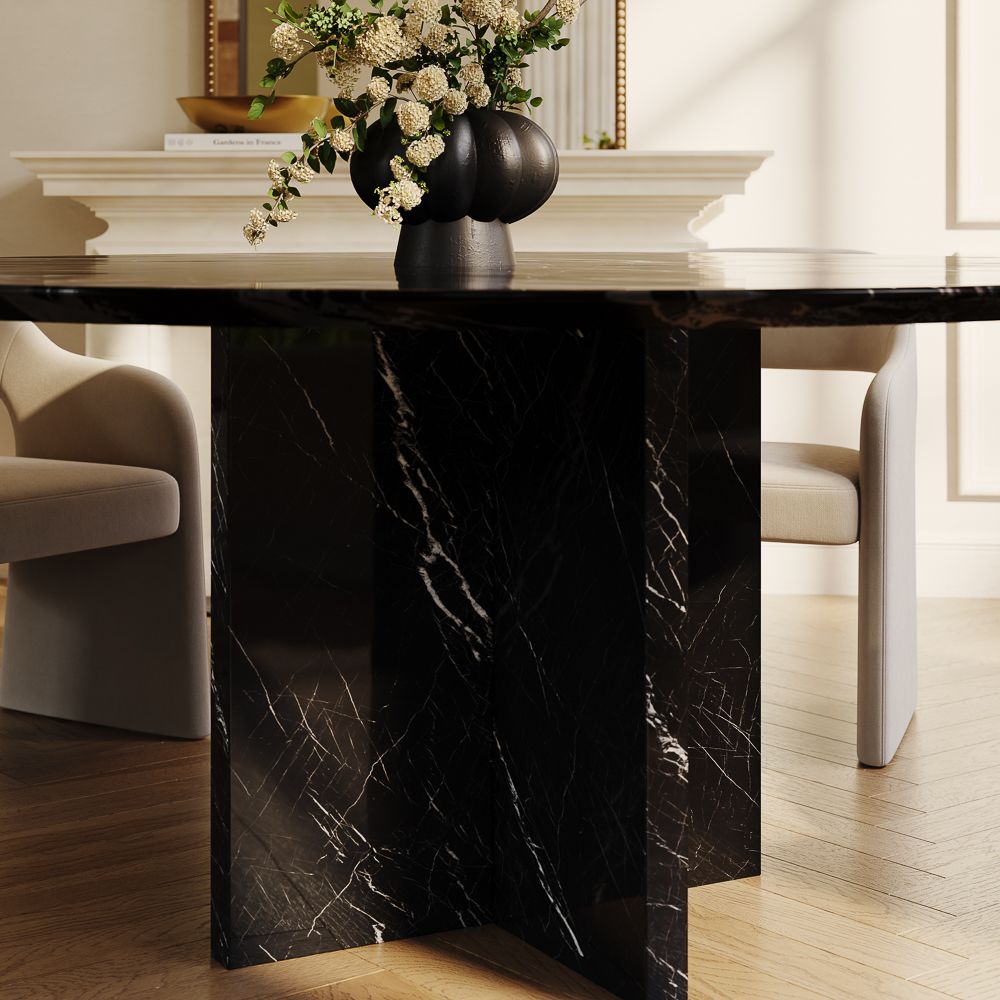 Black Black Marble Dining Tables