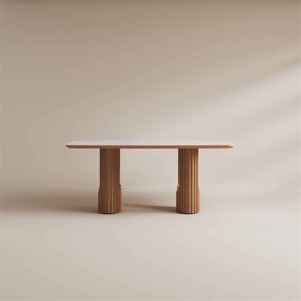 Solid Wood White Glossy Sintered Stone Dining Tables
