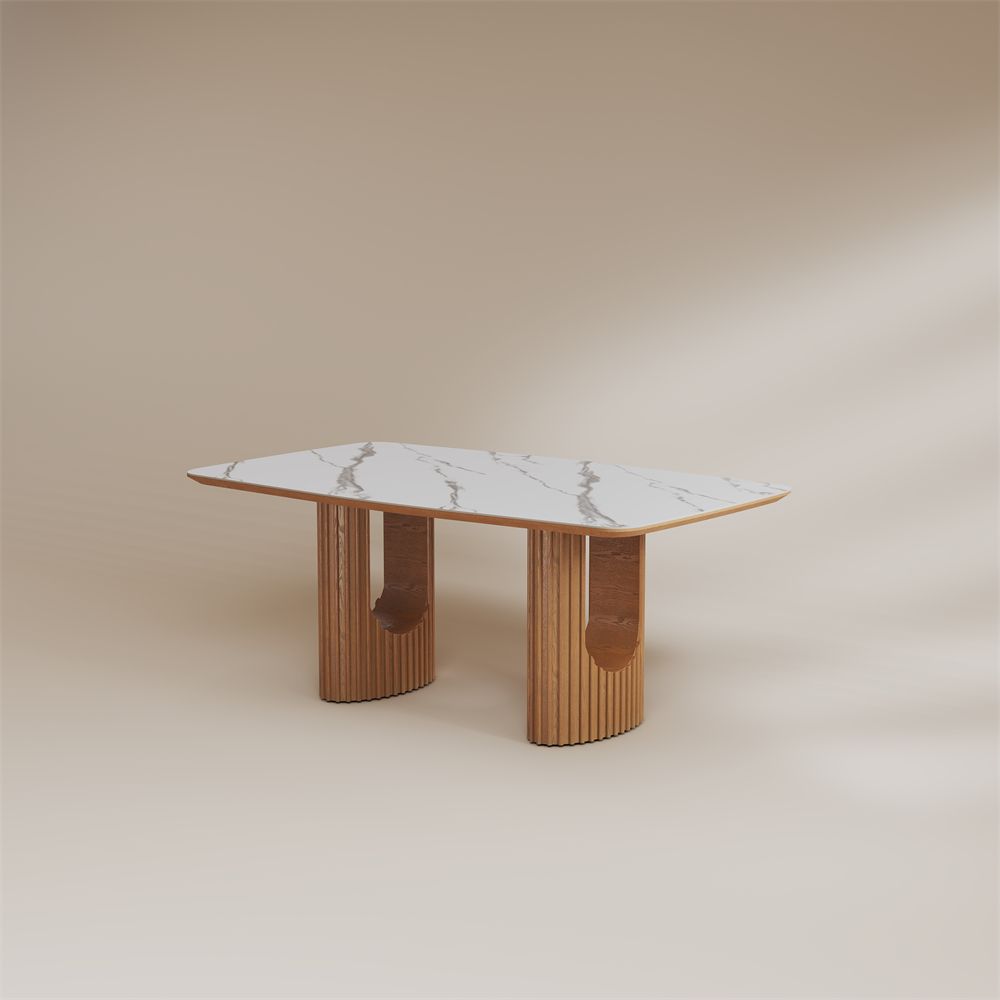 Living Room White Glossy Sintered Stone Dining Tables
