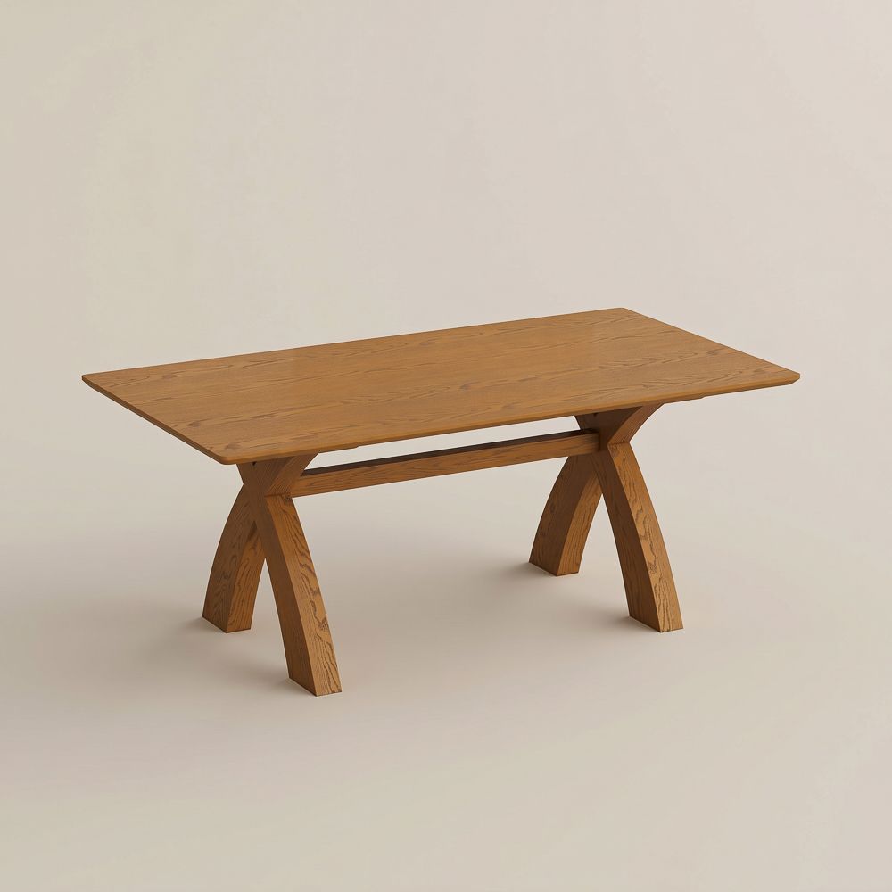 X-Shape Walnut Color Engineered Wood Dining Tables