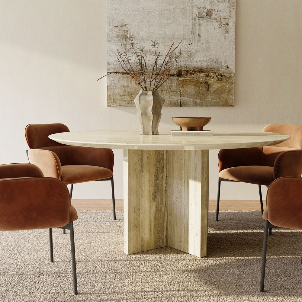Pedestal Yellow Marble Dining Tables