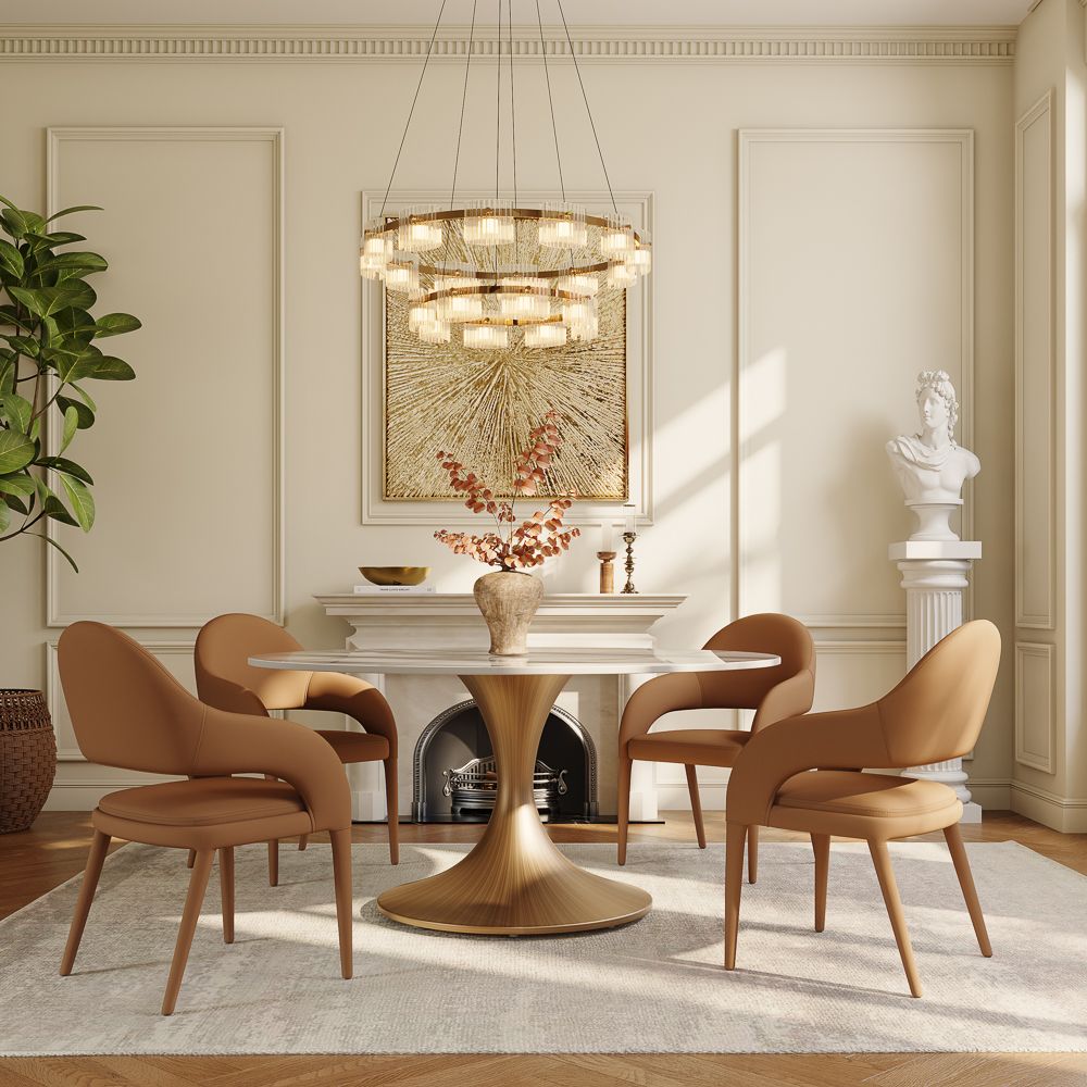 without Lazy Susan White Glossy Sintered Stone Dining Tables