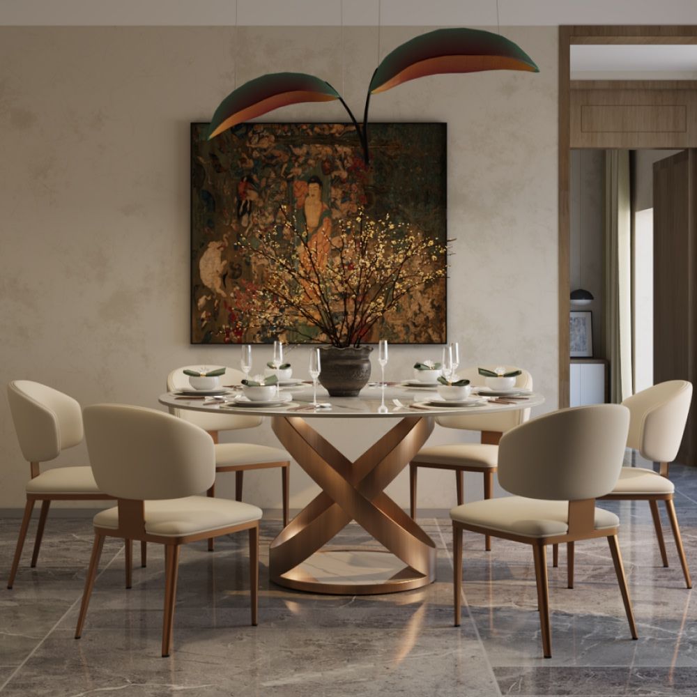 Kitchen White Glossy Sintered Stone Dining Tables
