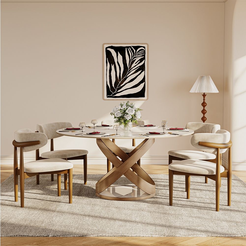 Maxwell White Glossy Sintered Stone Dining Tables