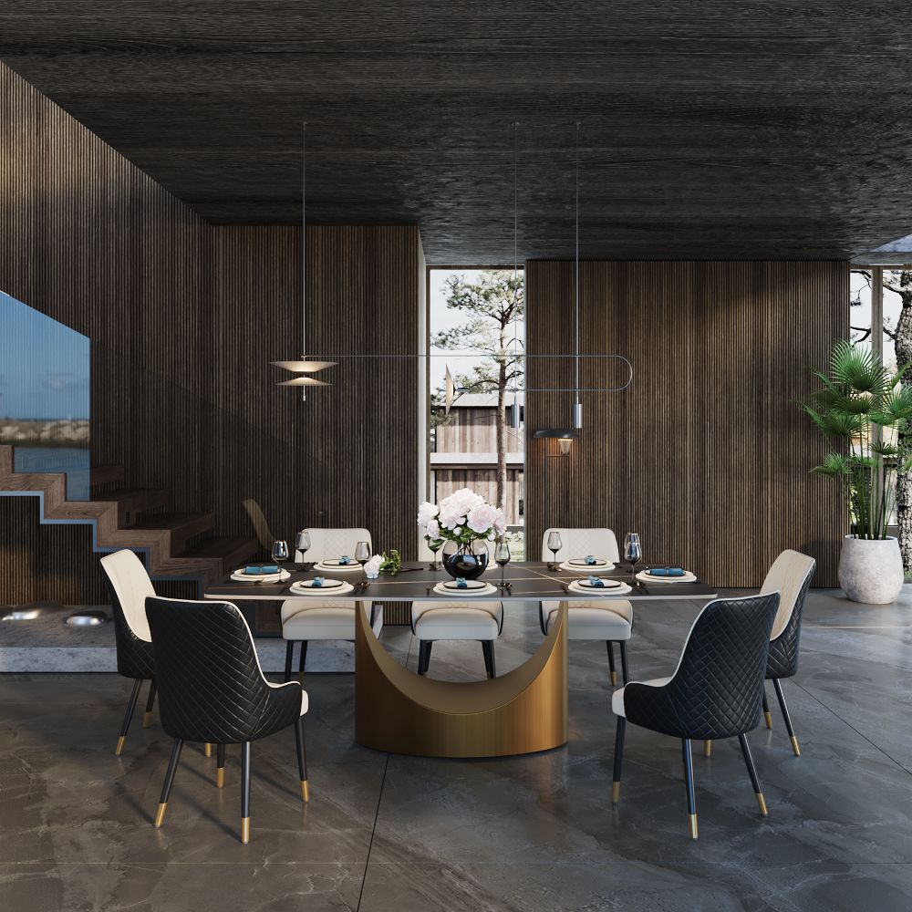 Black Matte Black Sintered Stone Dining Tables