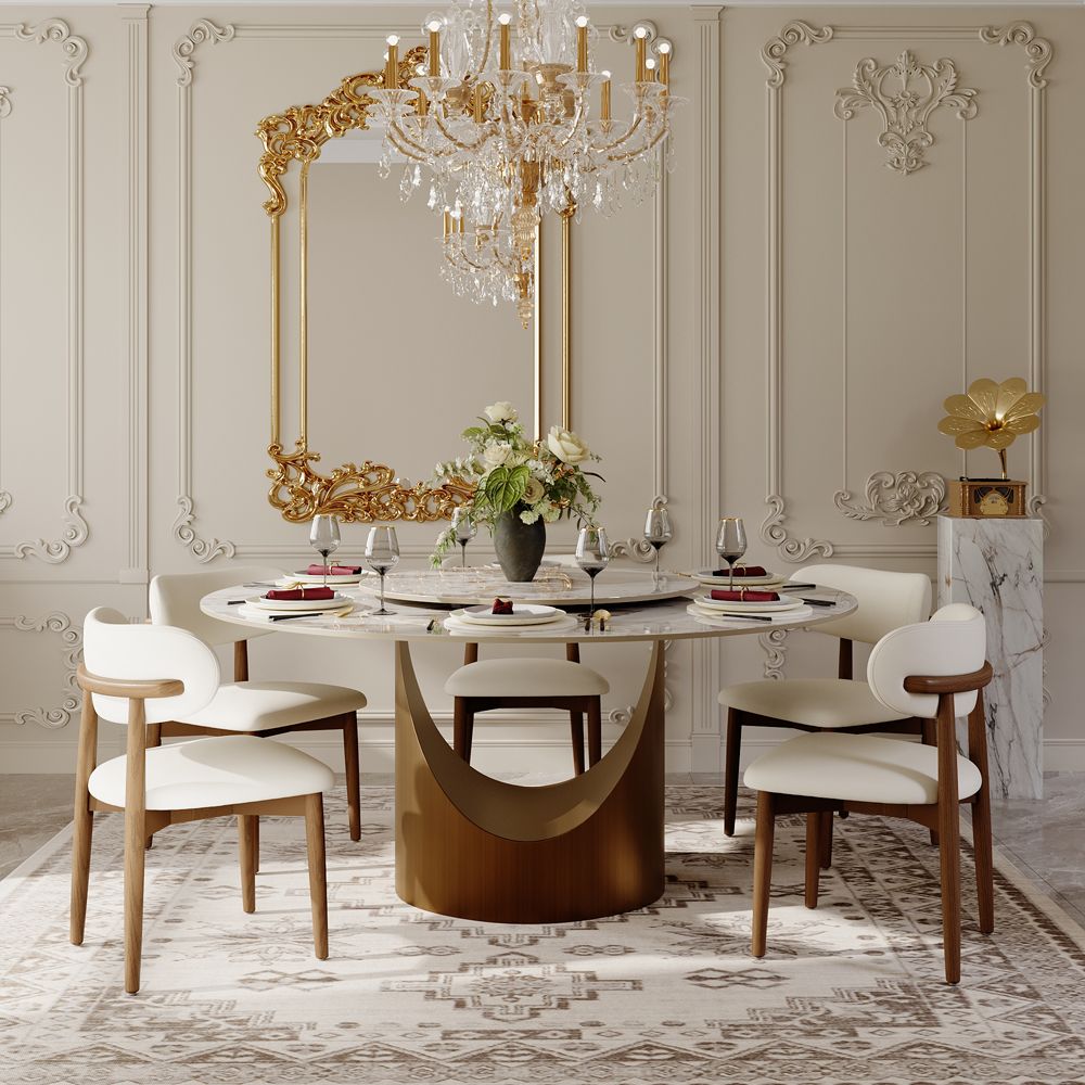 Office White Glossy Sintered Stone Dining Tables