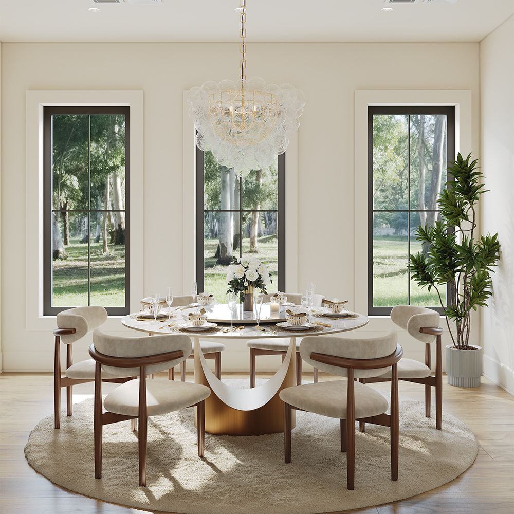 Breakfast Nooks White Glossy Sintered Stone Dining Tables