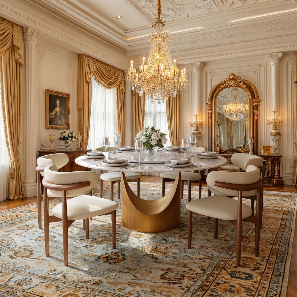 for 4 White Glossy Sintered Stone Dining Tables