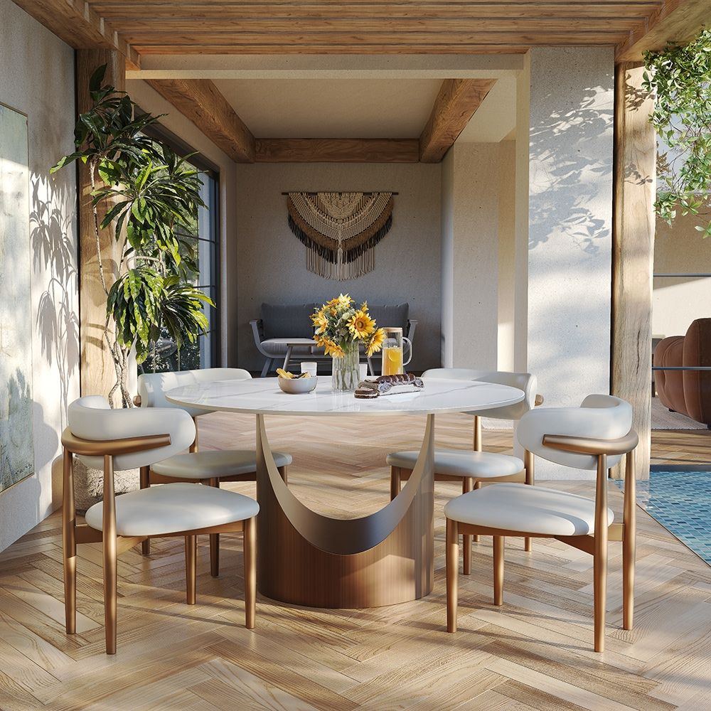 Glossy Sintered Stone White Glossy Sintered Stone Dining Tables