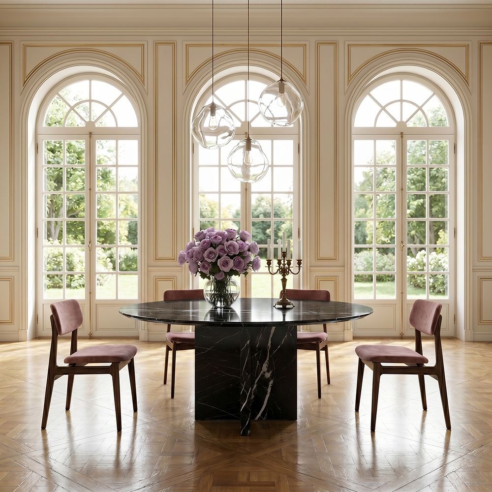 Black Black Marble Dining Tables