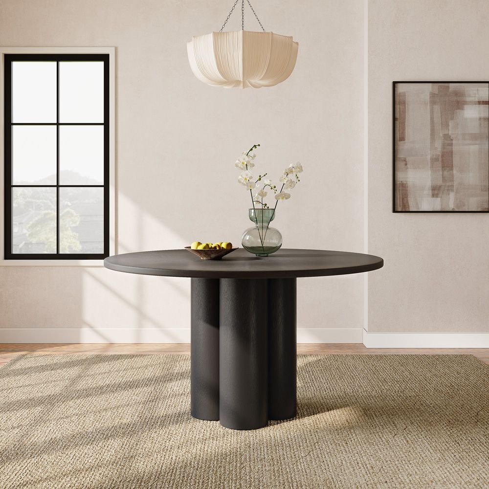 Mid Century Modern Black Oak Wood Veneer Dining Tables