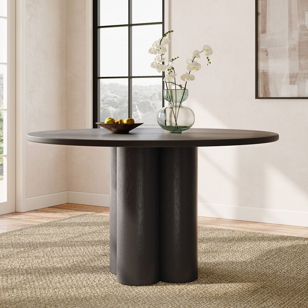 Partial Assembly Required Black Oak Wood Veneer Dining Tables