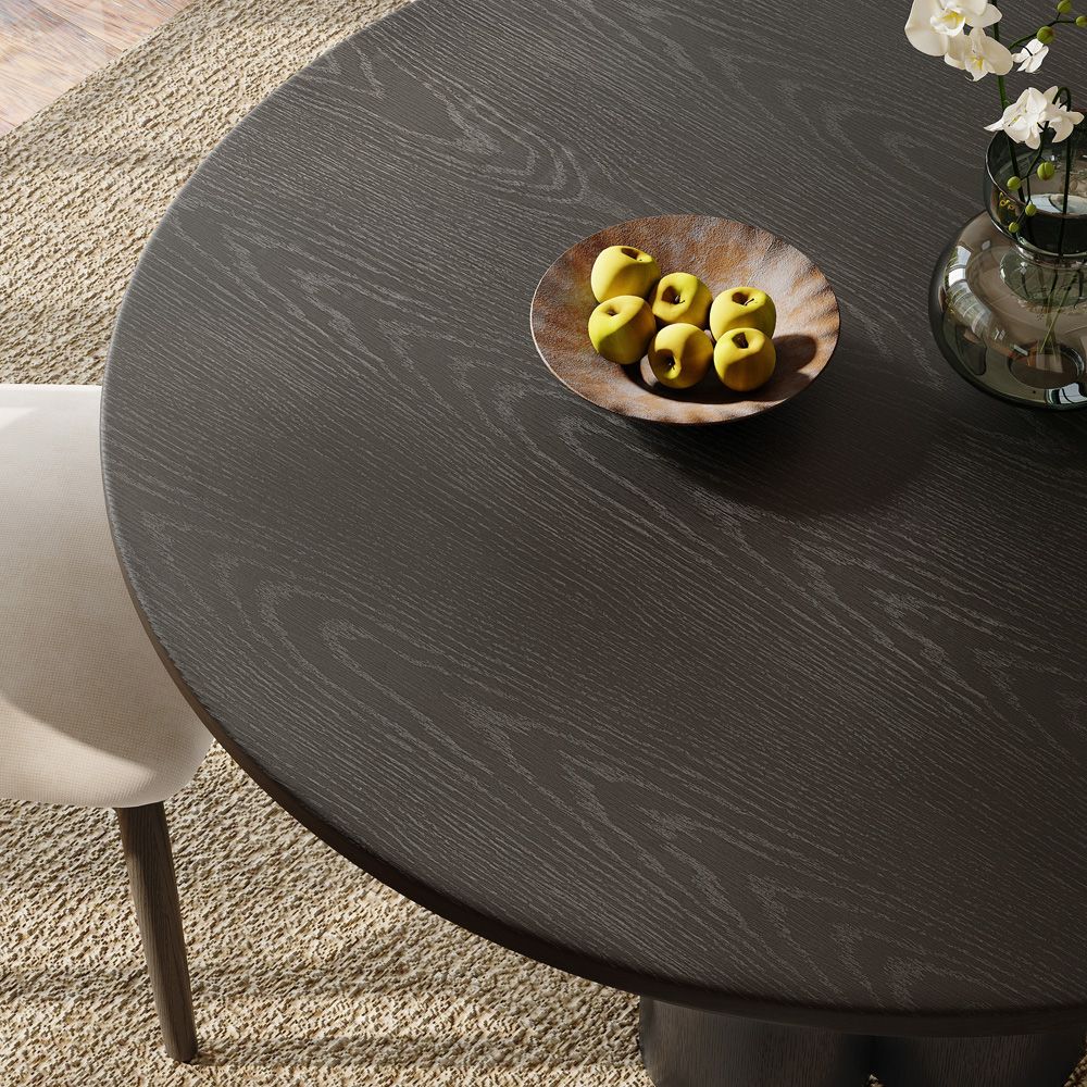 Mid Century Modern Black Oak Wood Veneer Dining Tables