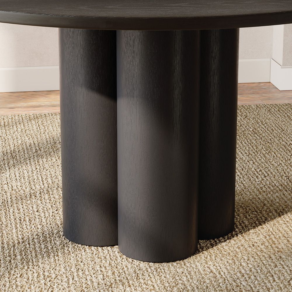Mid Century Modern Black Oak Wood Veneer Dining Tables