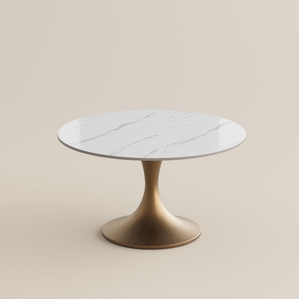White Glossy Sintered Stone Dining Tables