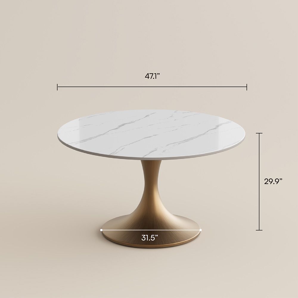 Two-piece White Glossy Sintered Stone Dining Tables