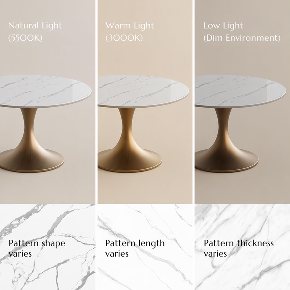 Pedestal White Glossy Sintered Stone Dining Tables