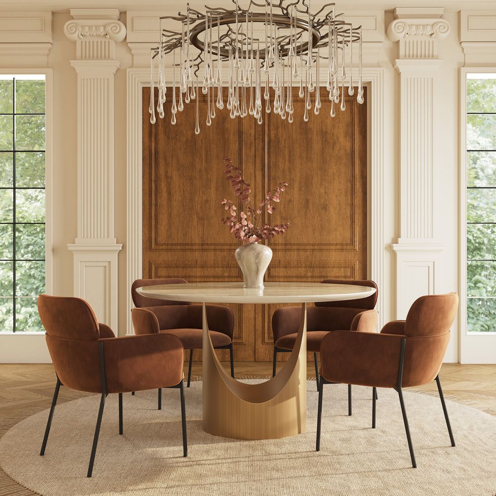 U-Shape Yellow Natural Marble Dining Tables