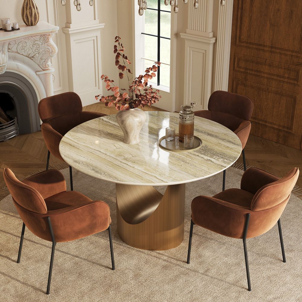 U-Shape Yellow Natural Marble Dining Tables