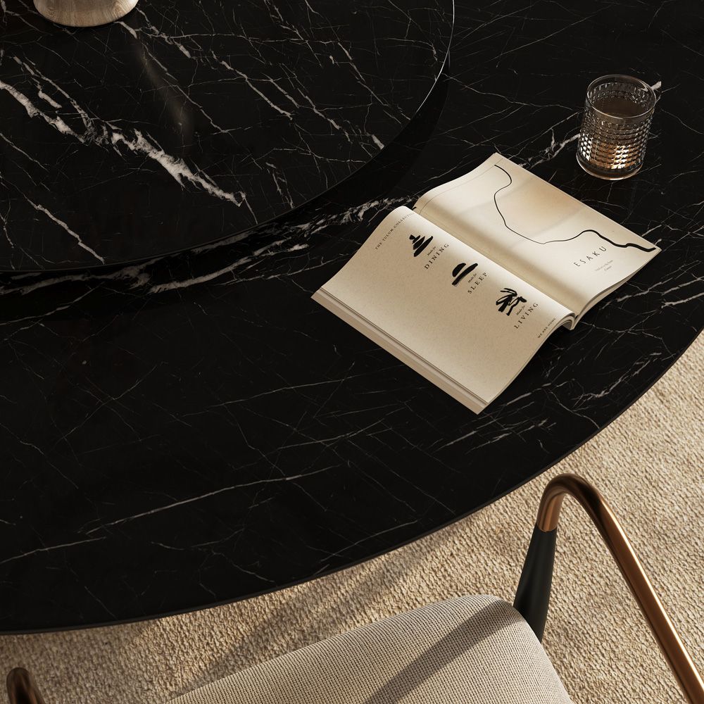 Partial Assembly Required Black Natural Marble Dining Tables