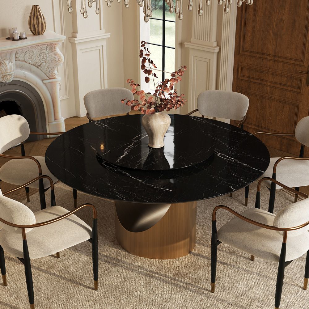 for 6 Black Natural Marble Dining Tables