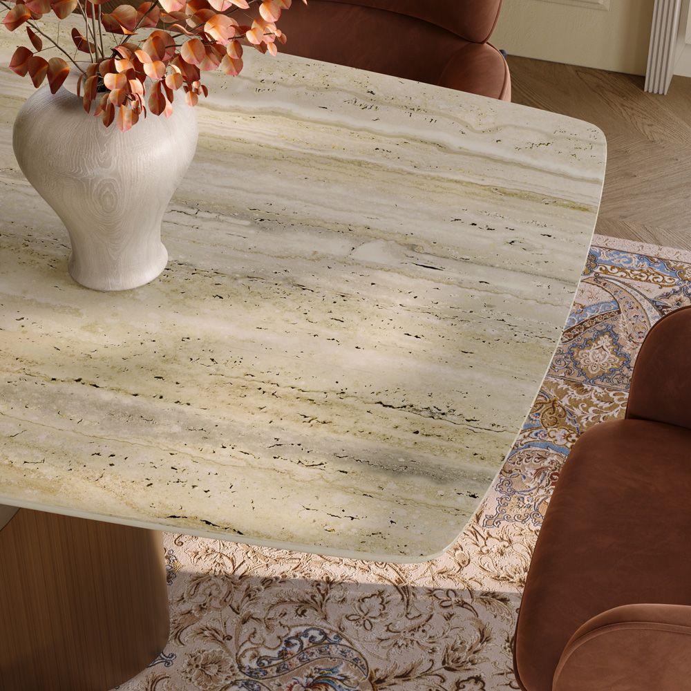 Kitchen Yellow Natural Marble Dining Tables