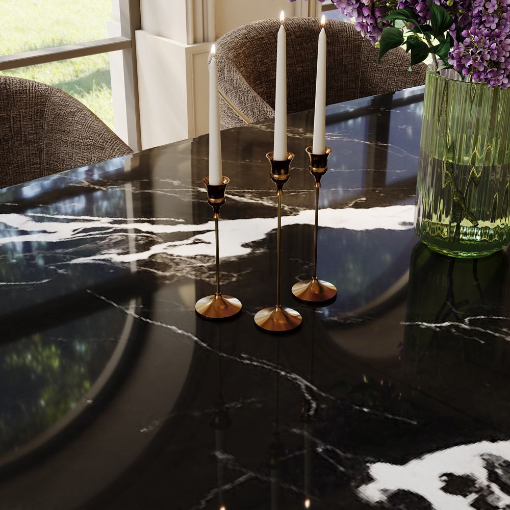 Black Black Natural Marble Dining Tables