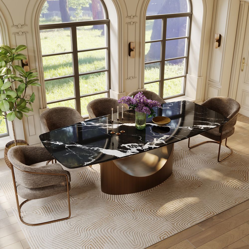 Seats 10 Black Natural Marble Dining Tables