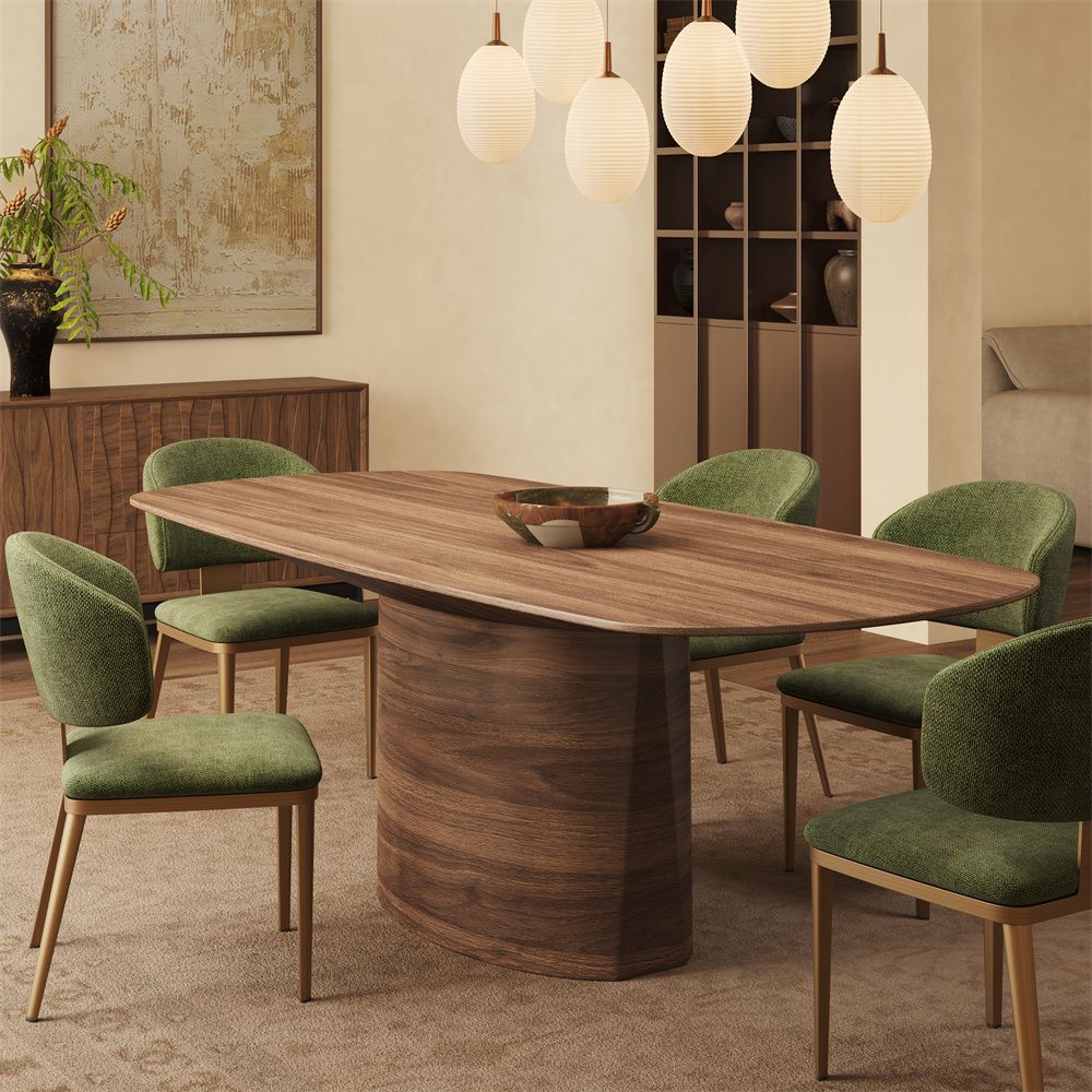 Wood Walnut Color Engineered Wood Dining Tables